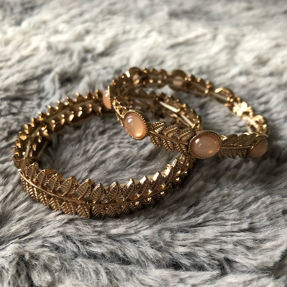 Forever 21 Gold Leaf Bracelets (Set of 2)